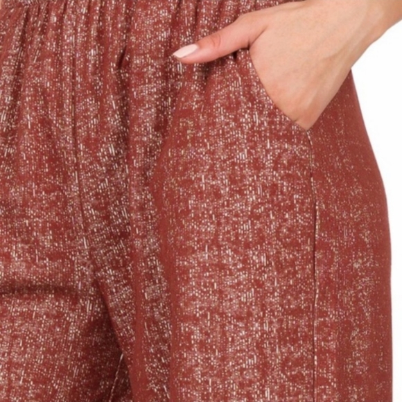WIDE LEG PANTS/ PALAZZO W/POCKETS-NEW- DARK RUST-SIZE: XLARGE - Picture 3 of 4